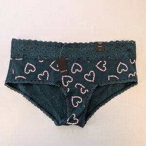 Torrid Panties 1X Cheeky Candy Cane Hearts Mid Rise Cotton Lace Panty Plus Size